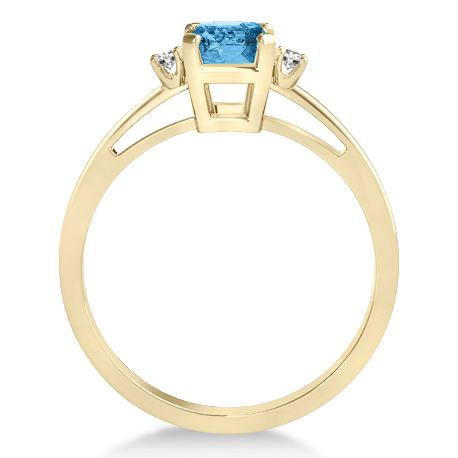 Blue Topaz Emerald Cut Three-Stone Ring 18k Yellow Gold (1.04ct)