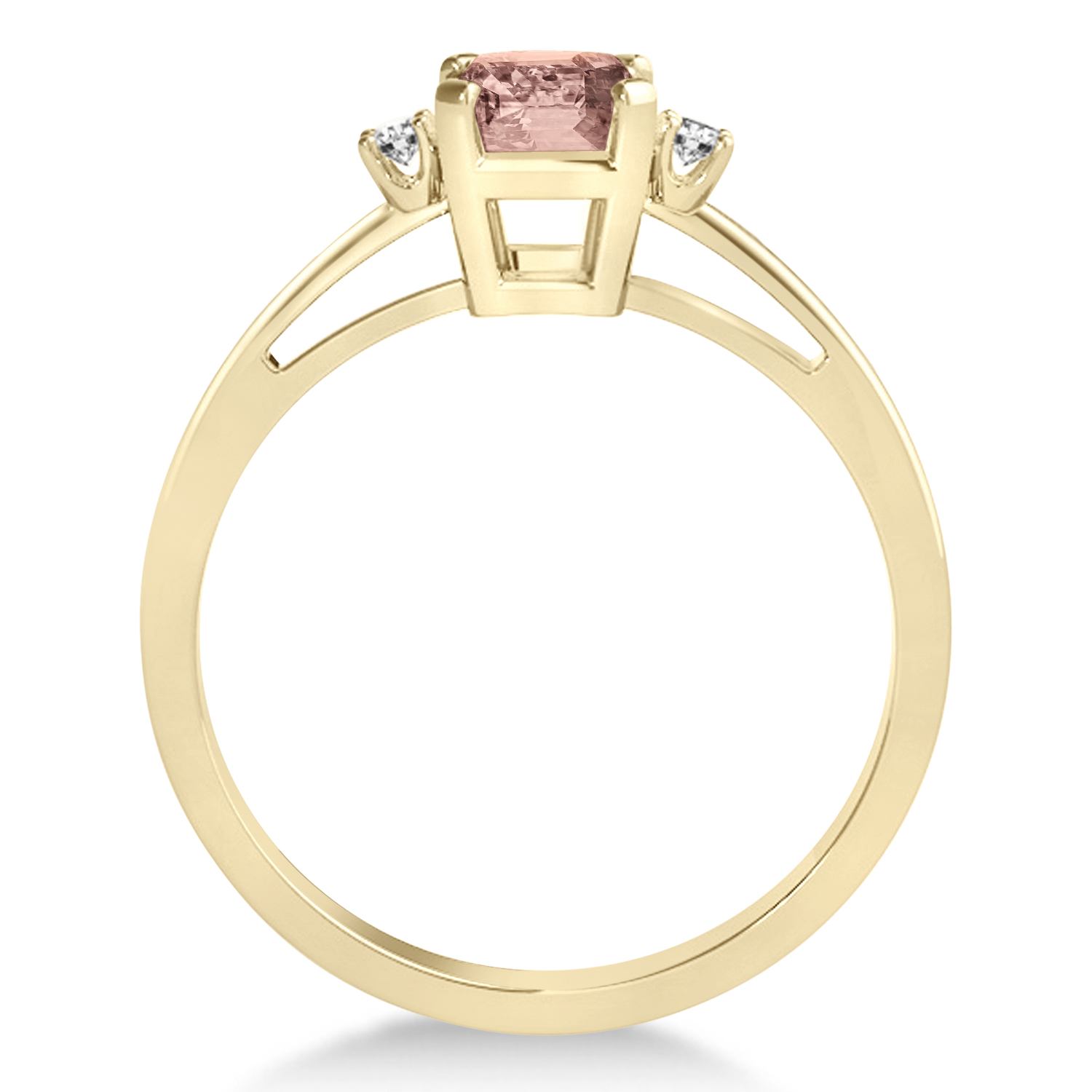Morganite Emerald Cut Three-Stone Ring 18k Yellow Gold (1.04ct)