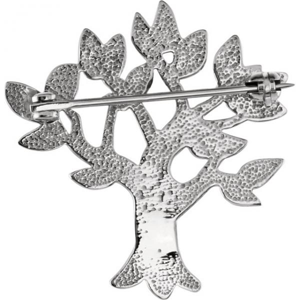 My Tree of Life Brooch Pin in Plain Metal 14k White Gold