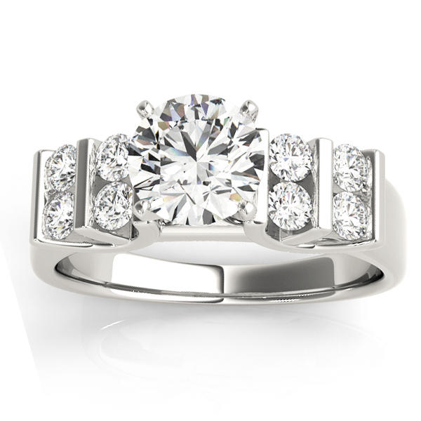 Diamond Chanel Set Antique Engagement Ring 18k White Gold (0.48ct)