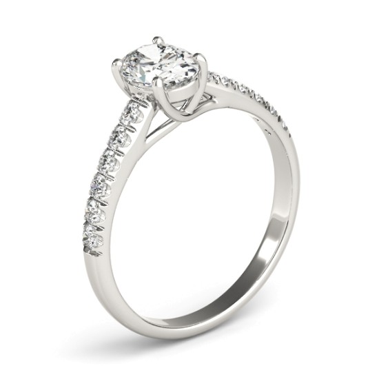 Oval Cut Diamond Engagement Ring 14K White Gold (0.61ct)