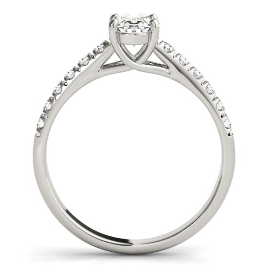 Diamond Accented Cathedral Engagement Ring 18K White Gold (0.18ct)