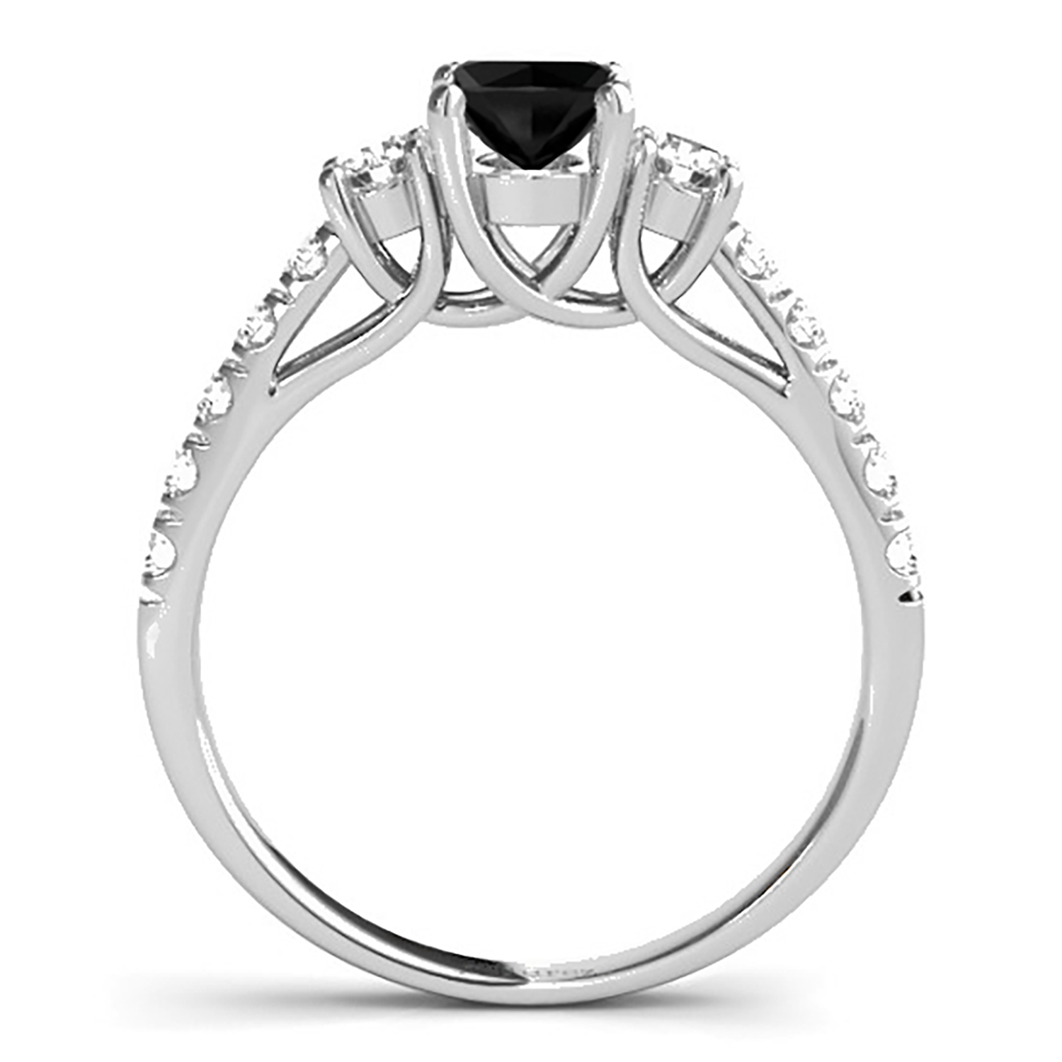 Oval Cut Black Diamond & Diamond Engagement Ring 18k White Gold (1.40ct)