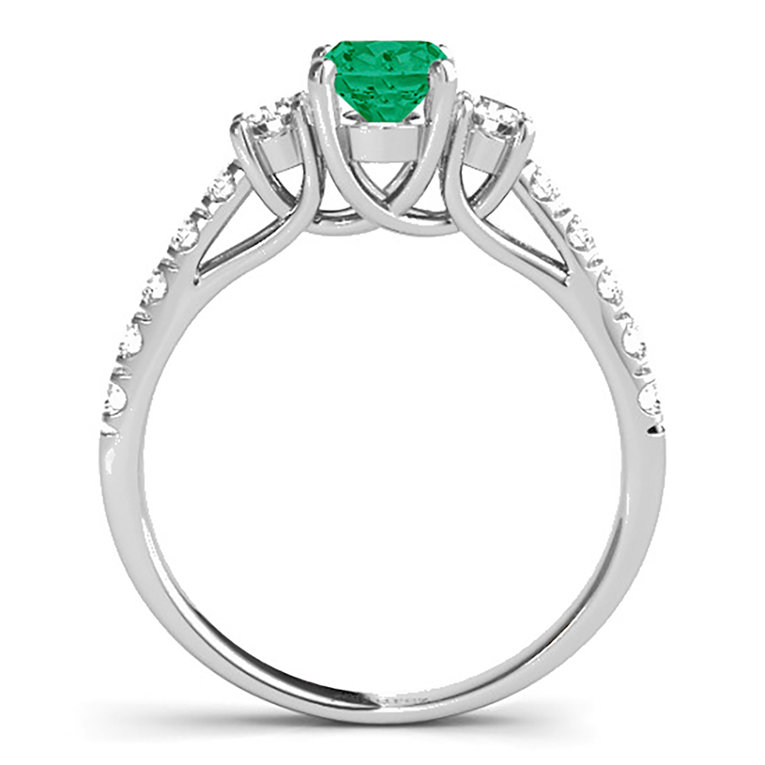 Oval Cut Emerald & Diamond Engagement Ring Platinum (1.40ct)