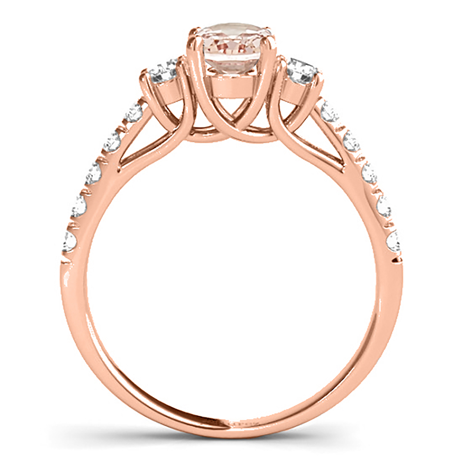 Oval Cut Morganite & Diamond Engagement Ring 14k Rose Gold (1.40ct)
