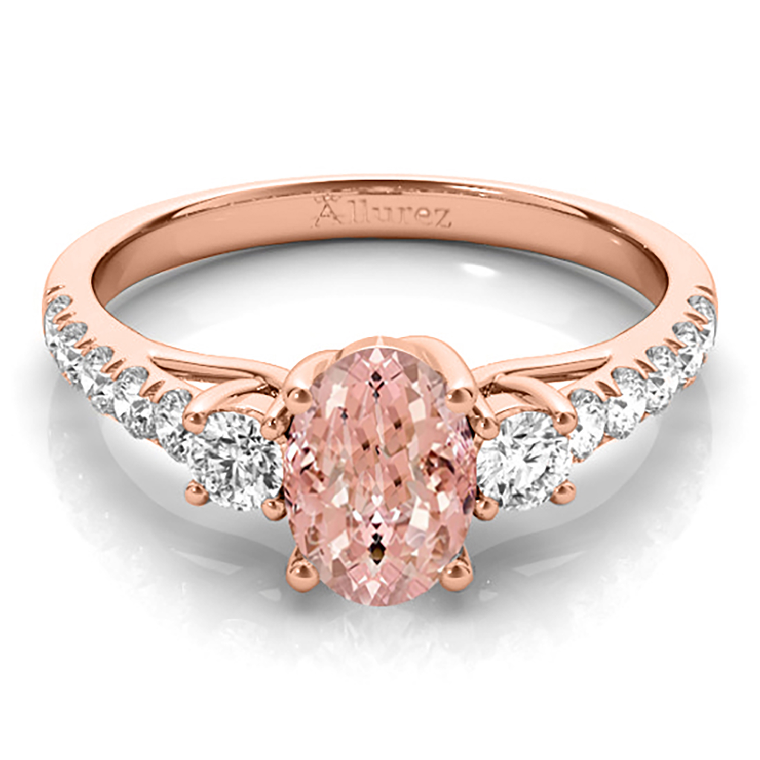 Oval Cut Morganite & Diamond Engagement Ring 14k Rose Gold (1.40ct)