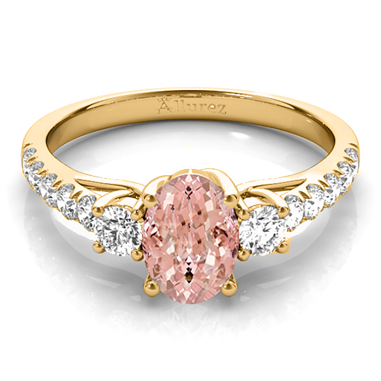 Oval Cut Morganite & Diamond Engagement Ring 18k Yellow Gold (1.40ct)