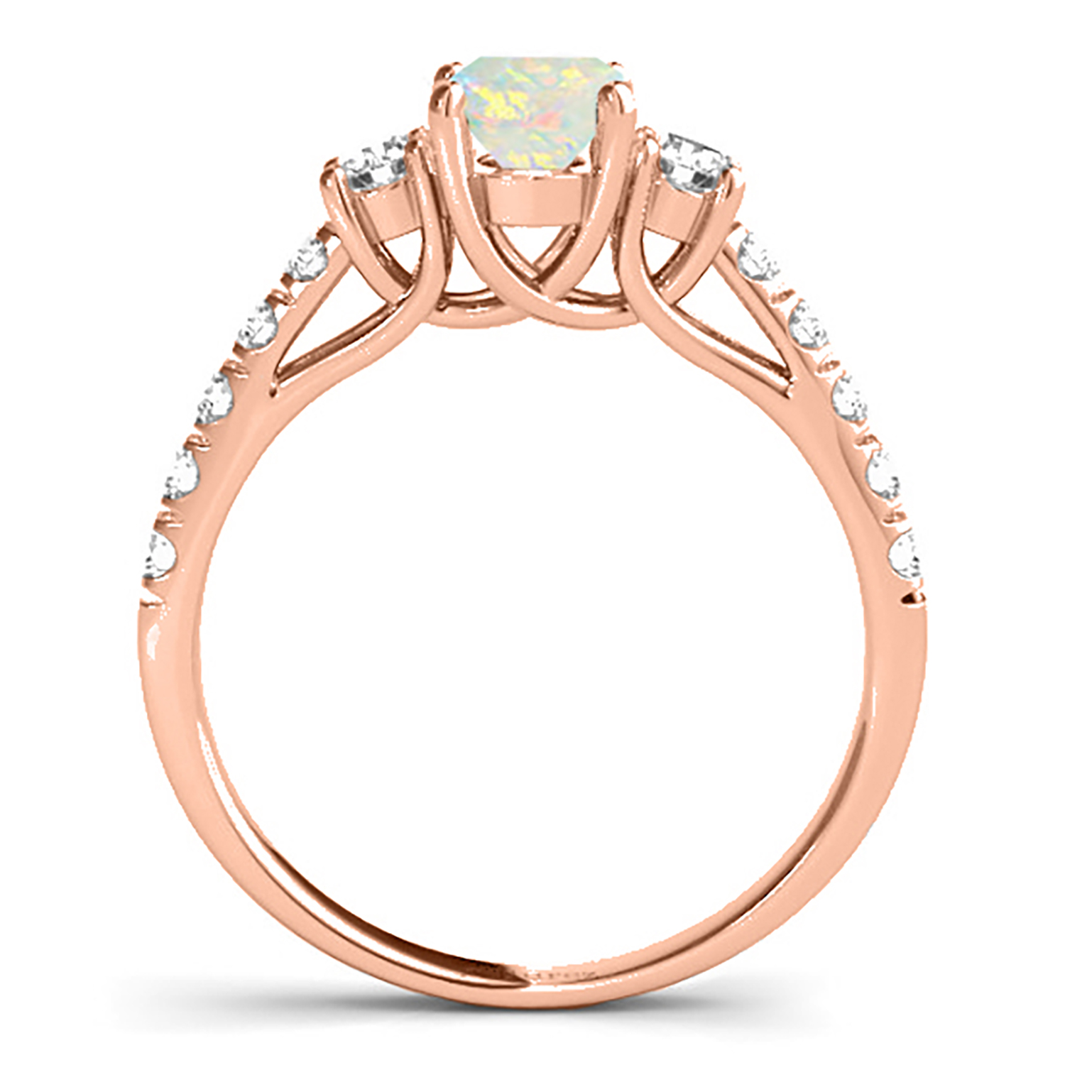 Oval Cut Opal & Diamond Engagement Ring 18k Rose Gold (1.40ct)