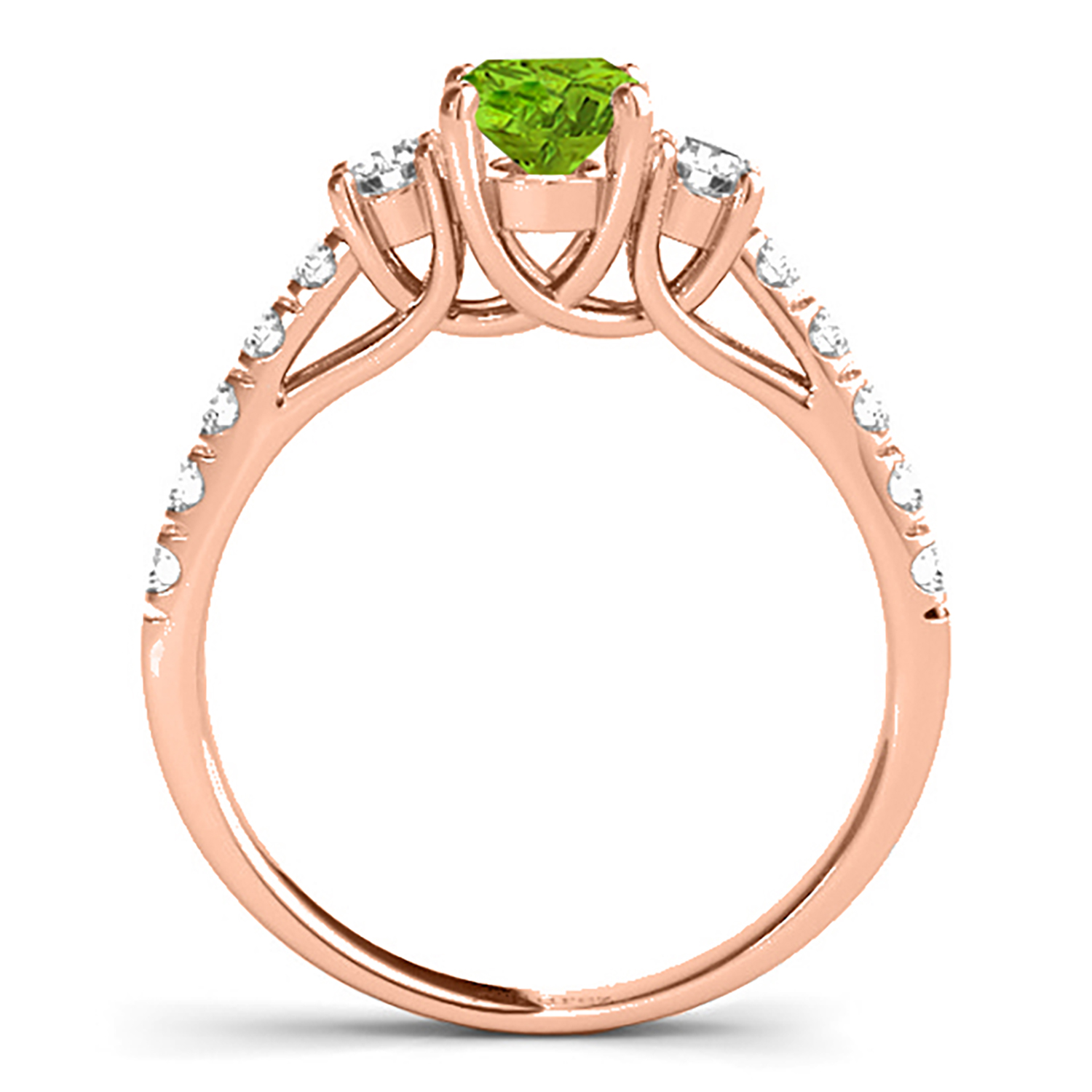 Oval Cut Peridot & Diamond Engagement Ring 18k Rose Gold (1.40ct)