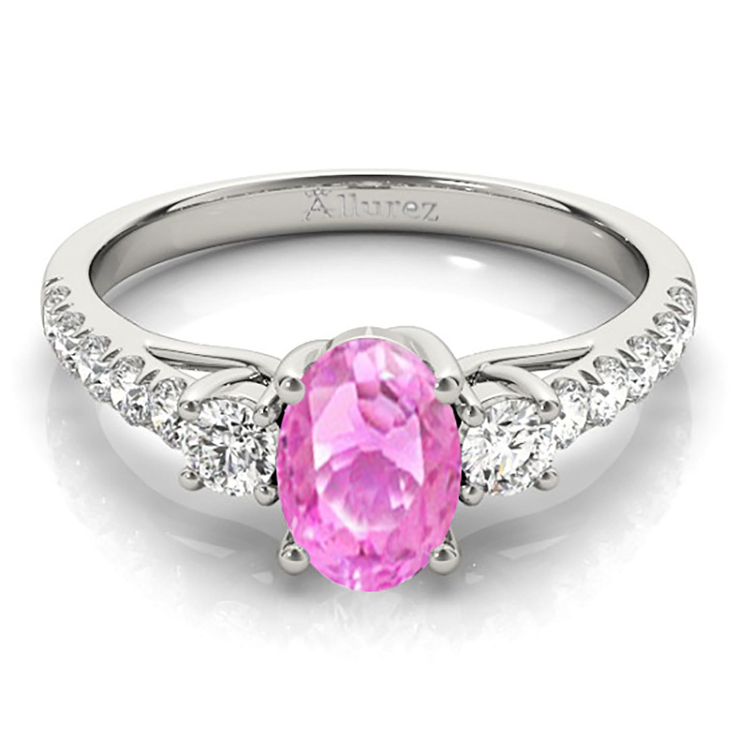 Oval Cut Pink Sapphire & Diamond Engagement Ring Platinum (1.40ct)