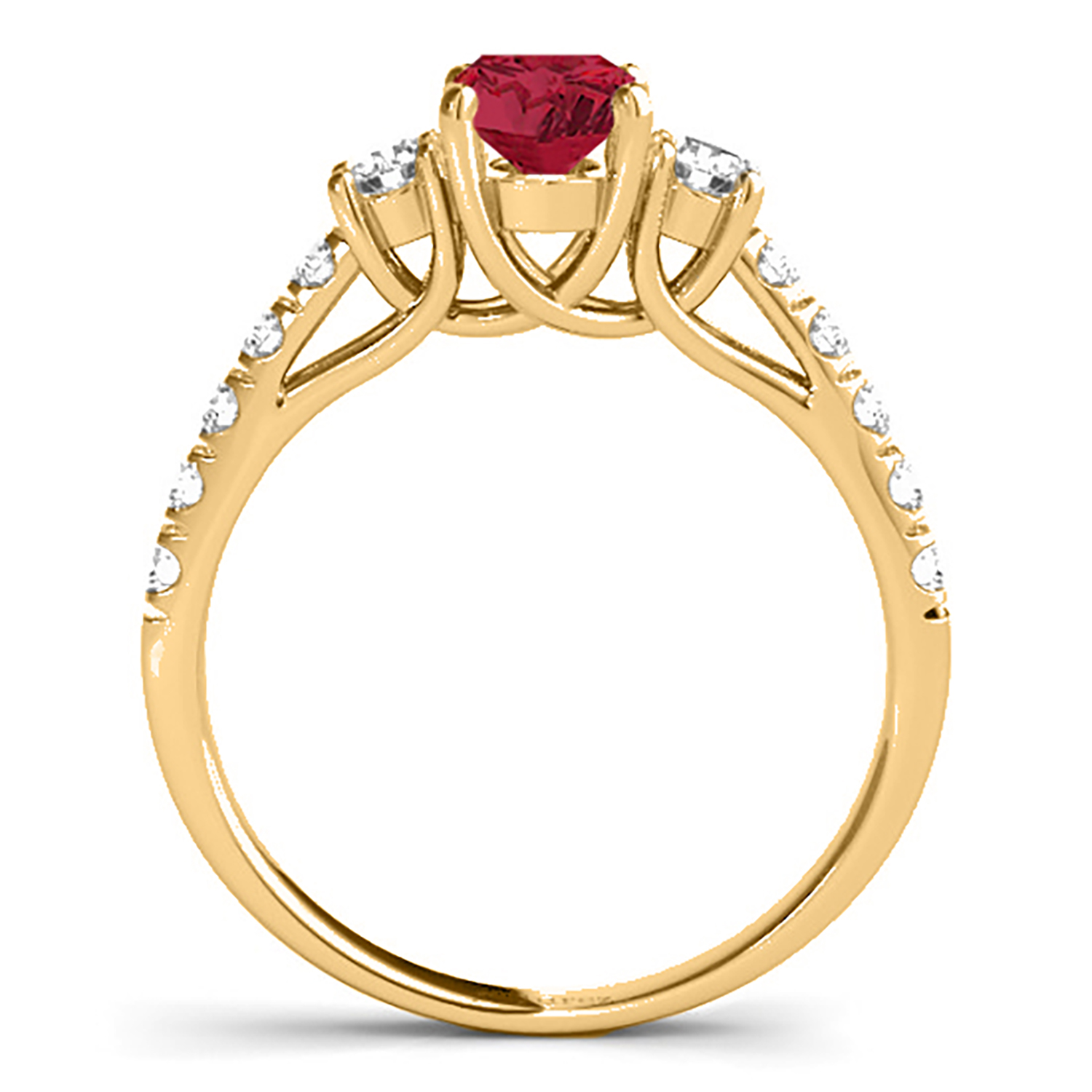 Oval Cut Ruby & Diamond Engagement Ring 14k Yellow Gold (1.40ct)
