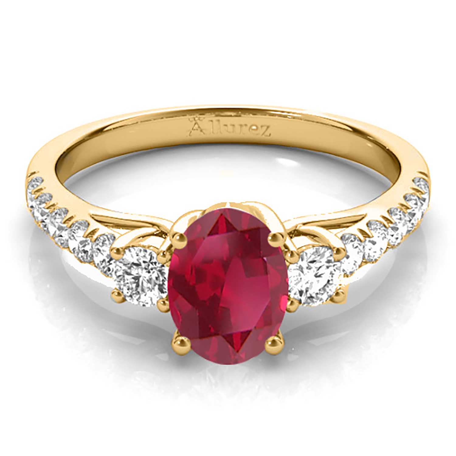 Oval Cut Ruby & Diamond Engagement Ring 14k Yellow Gold (1.40ct)