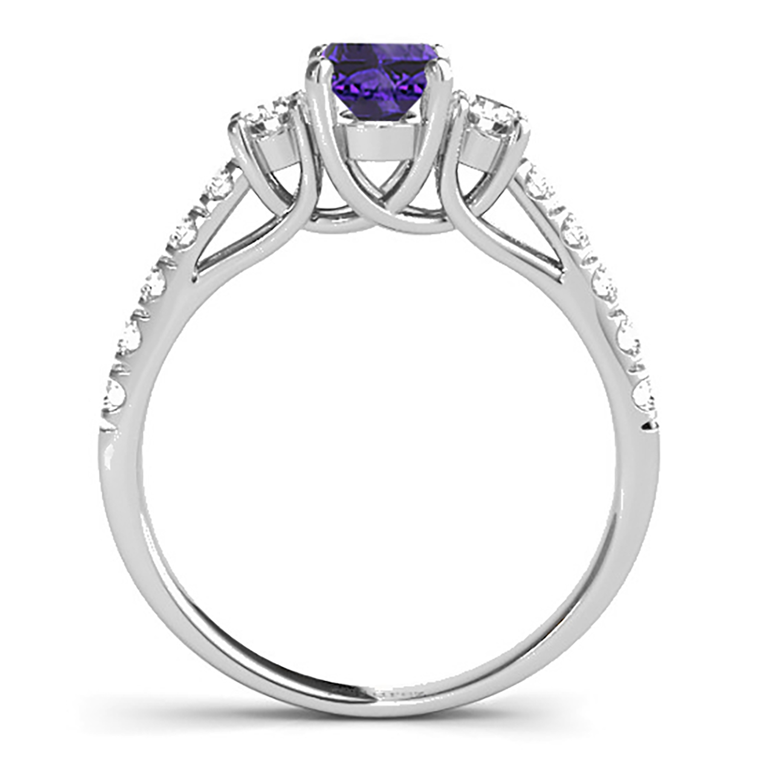 Oval Cut Tanzanite & Diamond Engagement Ring 14k White Gold (1.40ct)