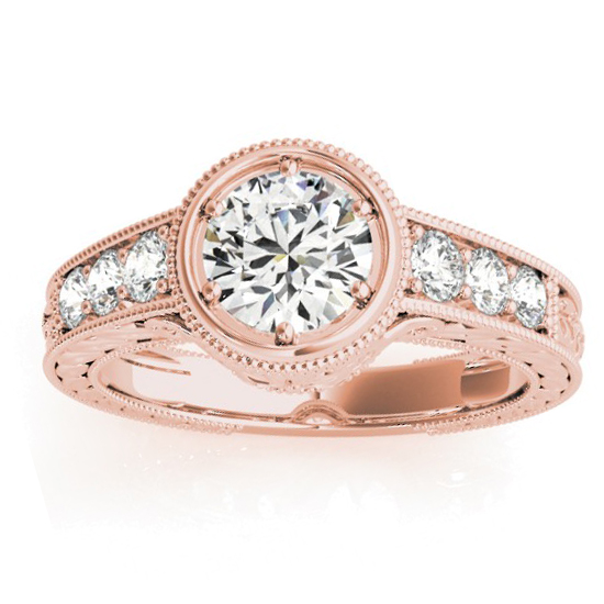 Diamond Antique Style Bridal Set Setting 18K Rose Gold (0.47ct)