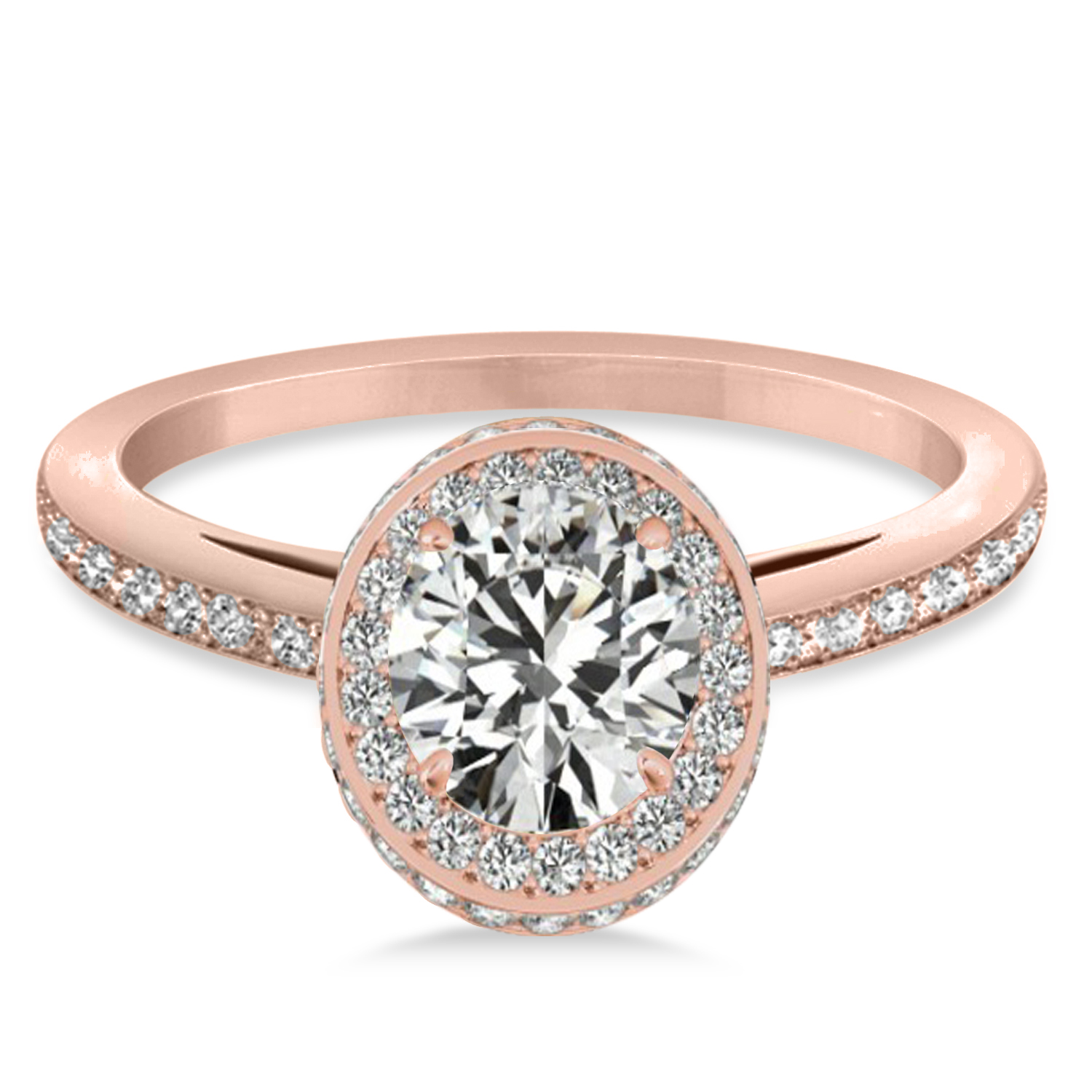 Lab Grown Diamond Halo Engagement Ring 14k Rose Gold (1.71ct)