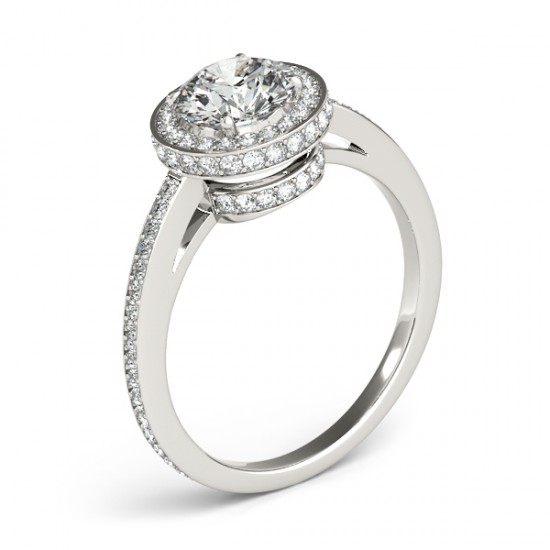 Lab Grown Diamond Halo Engagement Ring 14k White Gold (1.71ct)