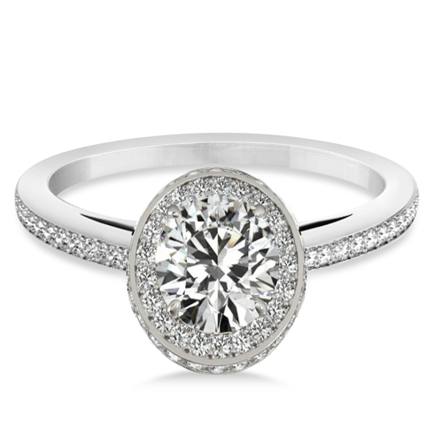 Lab Grown Diamond Halo Engagement Ring 14k White Gold (1.71ct)