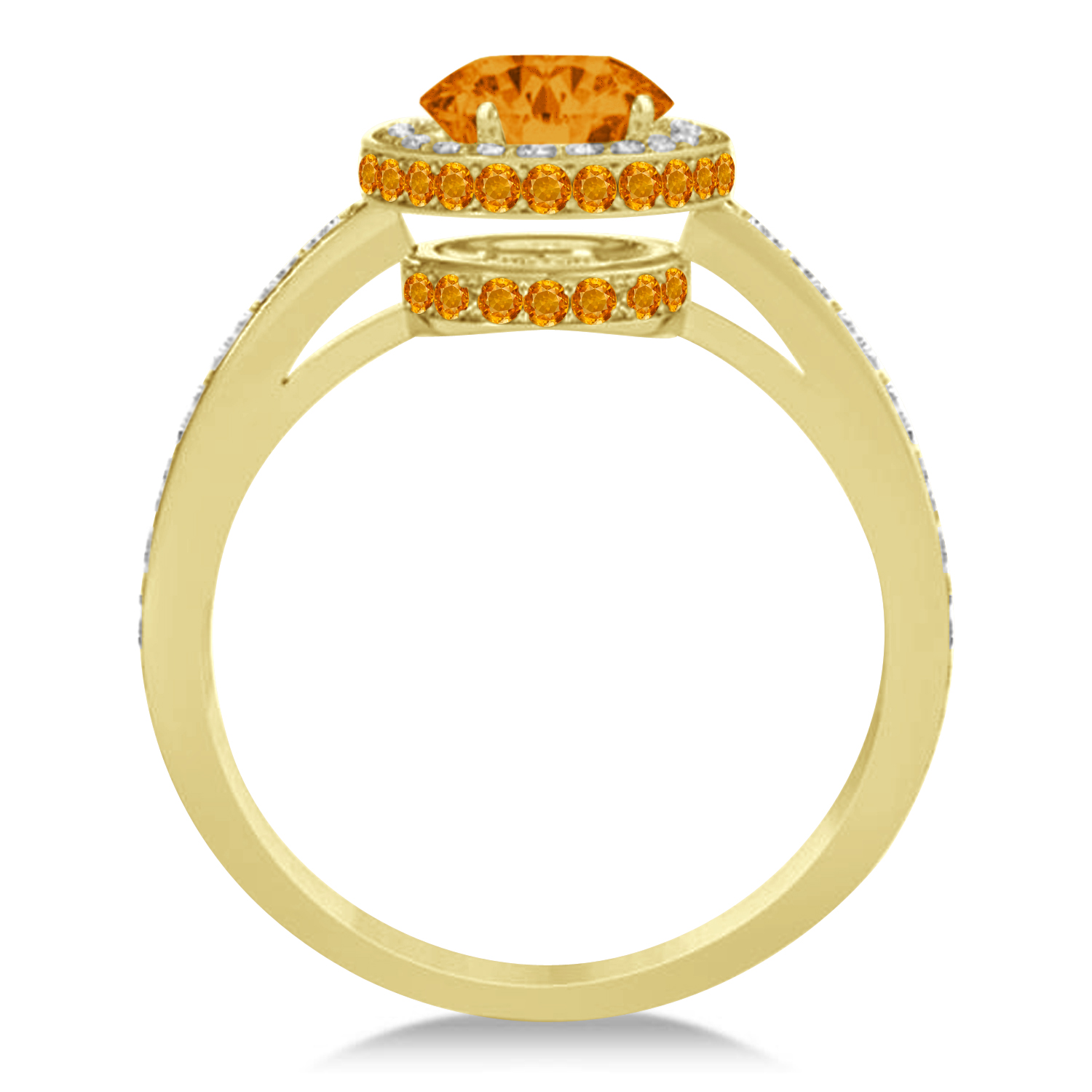 Oval Citrine & Diamond Halo Engagement Ring 14k Yellow Gold (1.75ct)