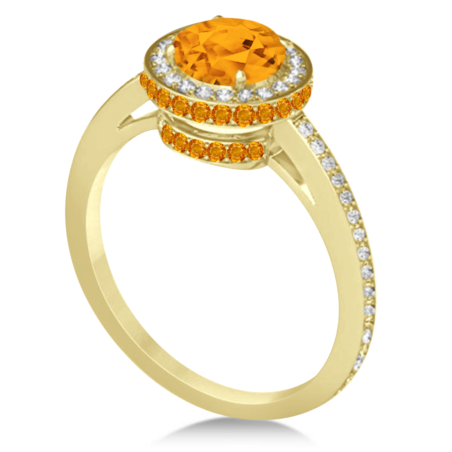 Oval Citrine & Diamond Halo Engagement Ring 14k Yellow Gold (1.75ct)