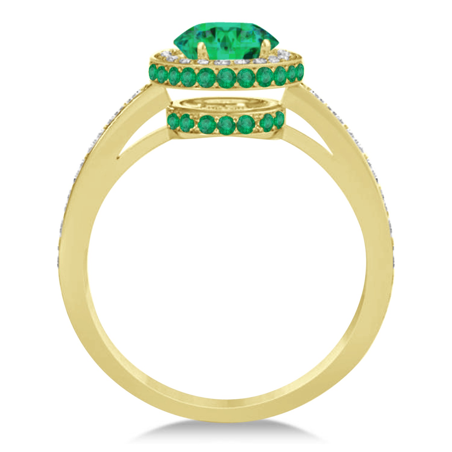 Oval Emerald & Diamond Halo Engagement Ring 14k Yellow Gold (1.76ct)