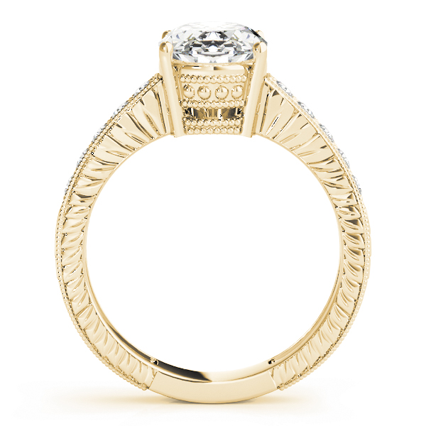 Diamond Accented Oval Engagement Ring Setting 14k Yellow Gold 0.10ct