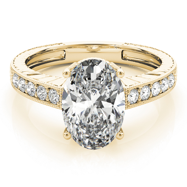 Diamond Accented Oval Engagement Ring Setting 14k Yellow Gold 0.10ct