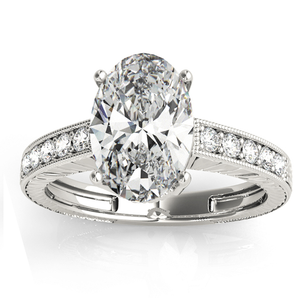 Diamond Accented Oval Engagement Ring Setting Platinum 0.10ct NG6764