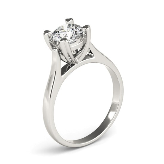 Solitaire Cathedral Prong-Set Engagement Ring Setting 18K White Gold