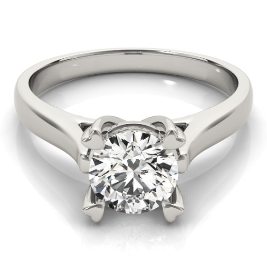 Solitaire Cathedral Prong-Set Engagement Ring Setting 18K White Gold
