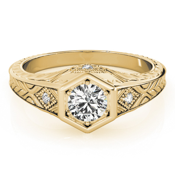 Diamond Antique Style Six Prong Engagement Ring 14k Yellow Gold (0.37ct)