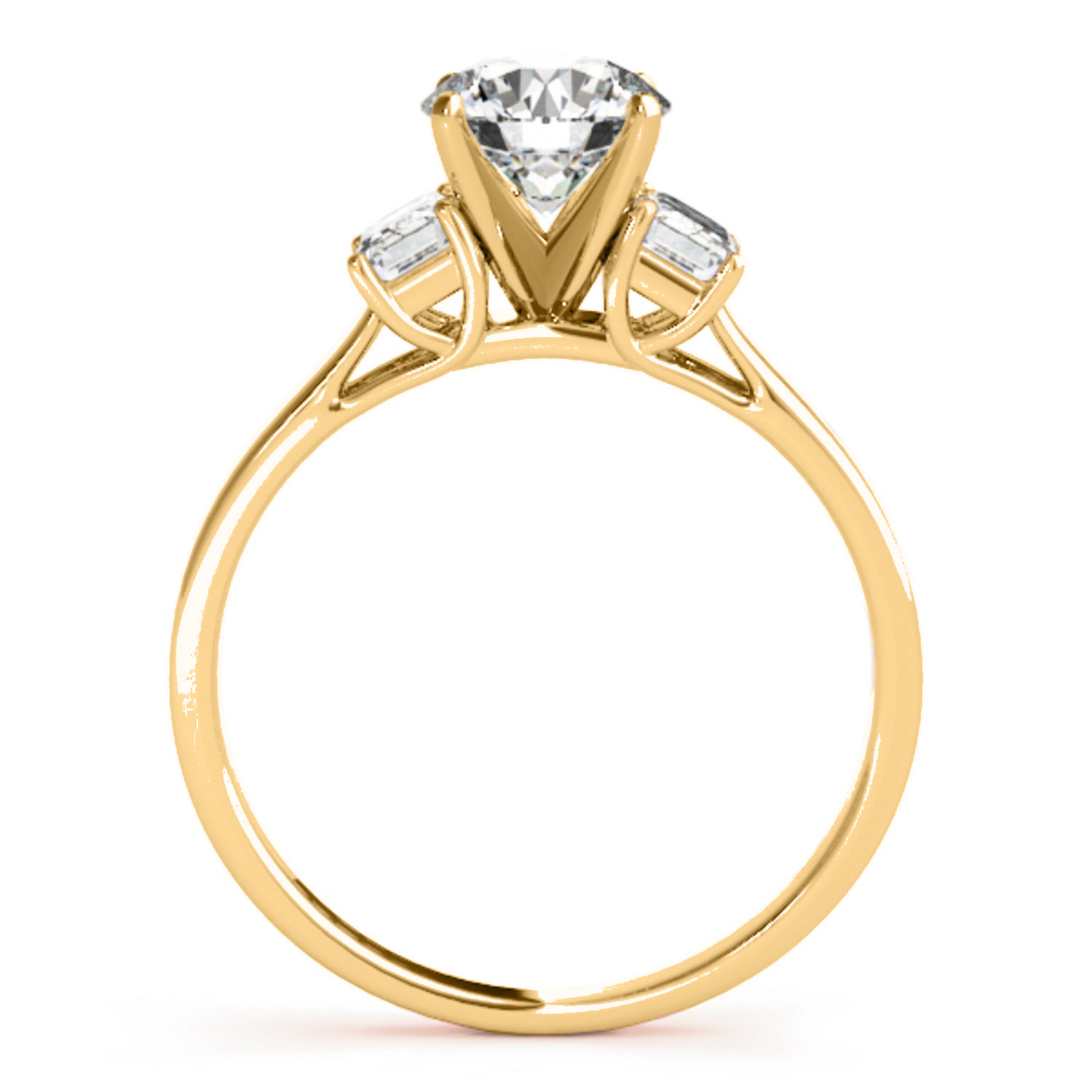 Trio Emerald Cut Diamond Engagement Ring 18k Yellow Gold (0.30ct)