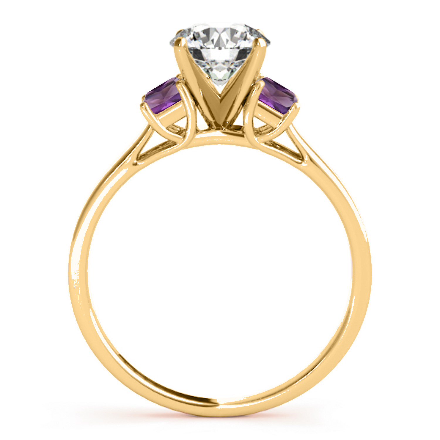 Trio Emerald Cut Amethyst Engagement Ring 18k Yellow Gold (0.30ct)
