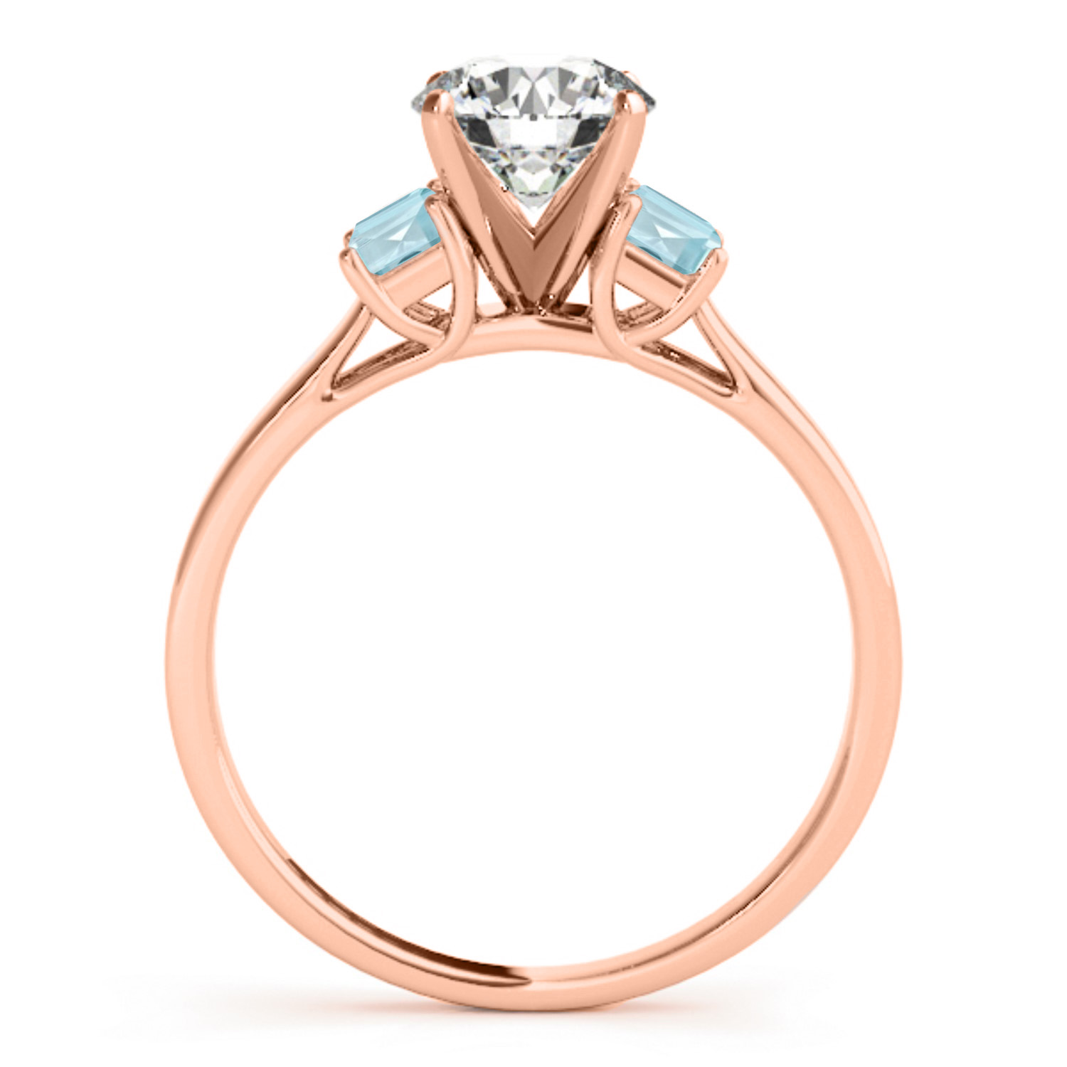 Trio Emerald Cut Aquamarine Engagement Ring 14k Rose Gold (0.30ct)