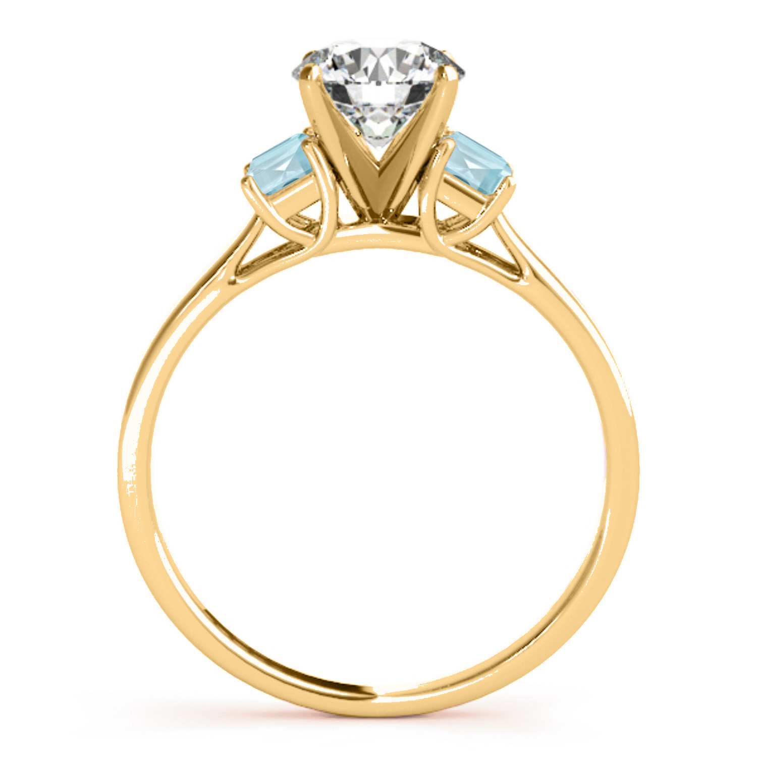 Trio Emerald Cut Aquamarine Engagement Ring 14k Yellow Gold (0.30ct)