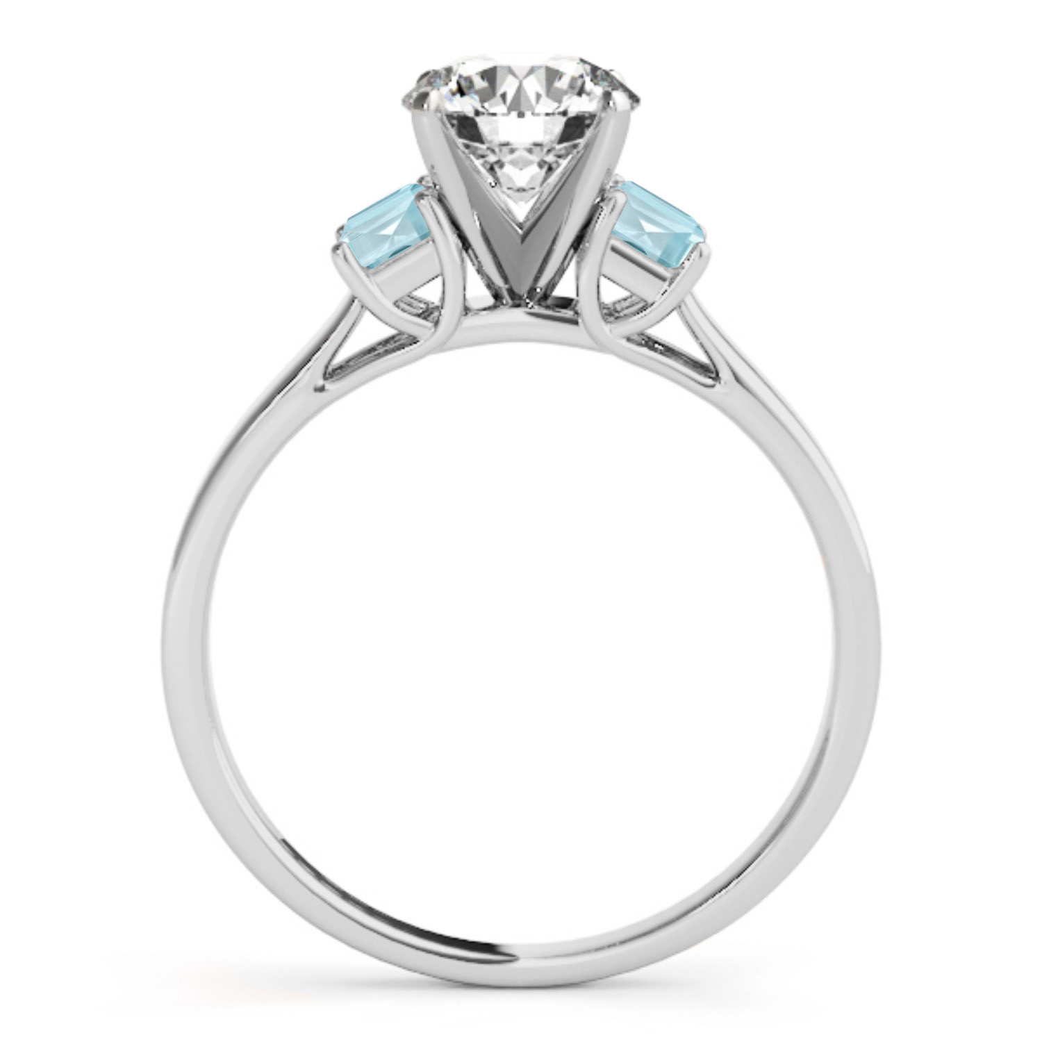 Trio Emerald Cut Aquamarine Engagement Ring Palladium (0.30ct)