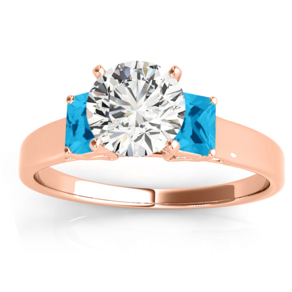 Trio Emerald Cut Blue Topaz Engagement Ring 18k Rose Gold (0.30ct)
