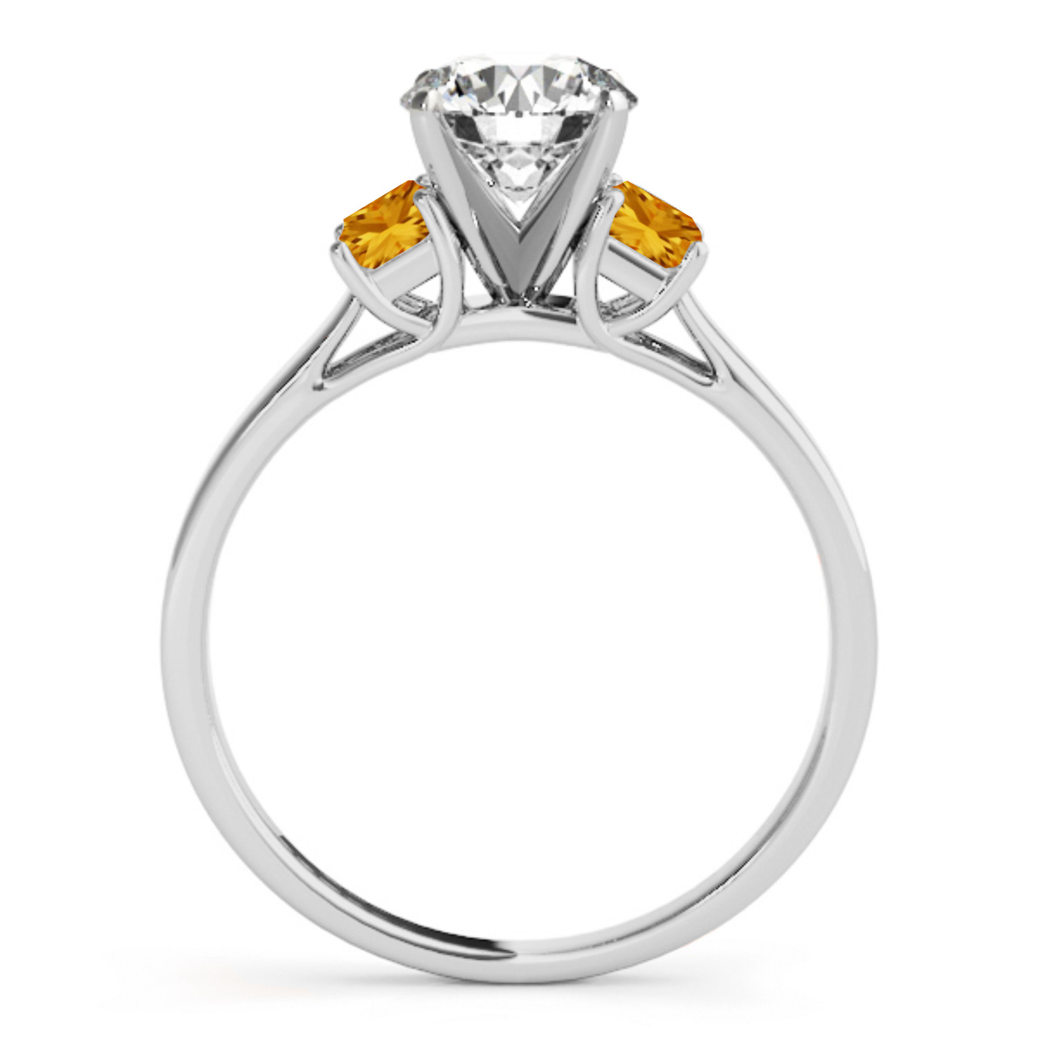 Trio Emerald Cut Citrine Engagement Ring 14k White Gold (0.30ct)