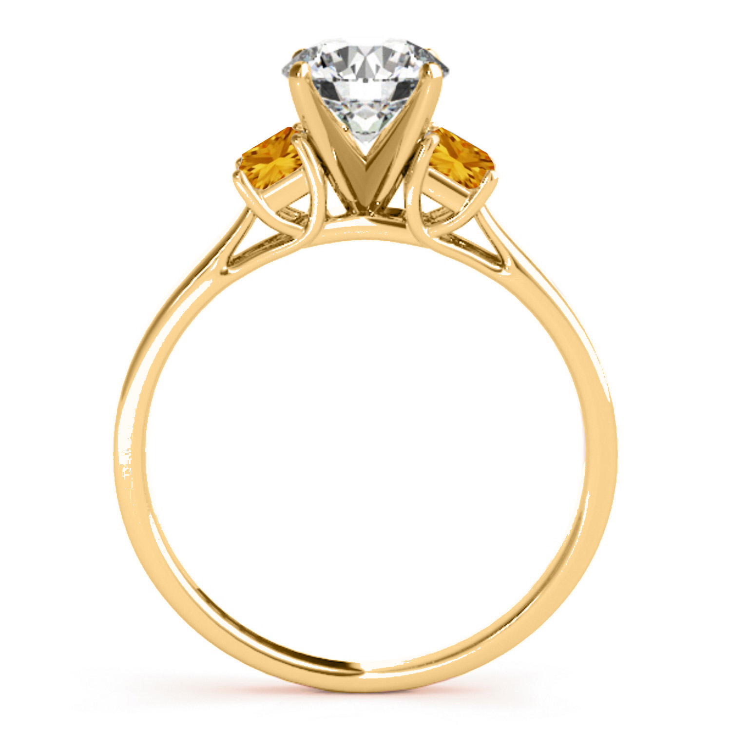 Trio Emerald Cut Citrine Engagement Ring 18k Yellow Gold (0.30ct)