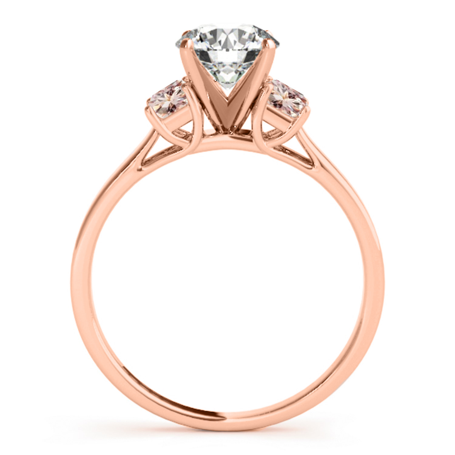 Trio Emerald Cut Morganite Engagement Ring 18k Rose Gold (0.30ct)