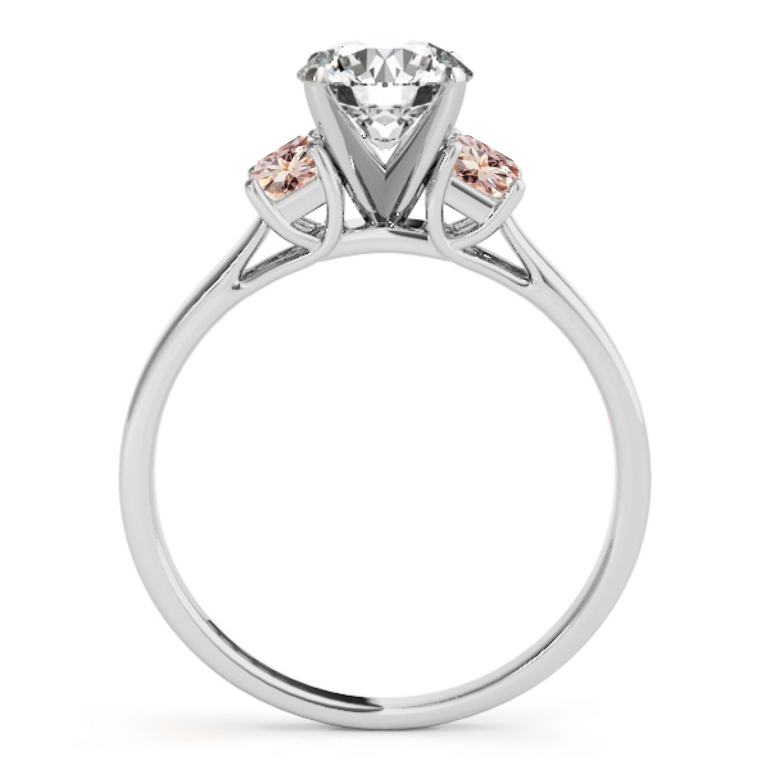 Trio Emerald Cut Morganite Engagement Ring 18k White Gold (0.30ct)