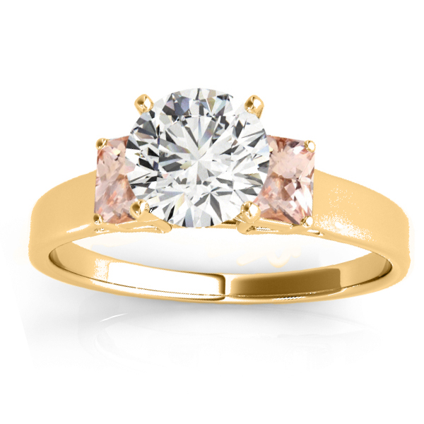 Trio Emerald Cut Morganite Engagement Ring 18k Yellow Gold (0.30ct)
