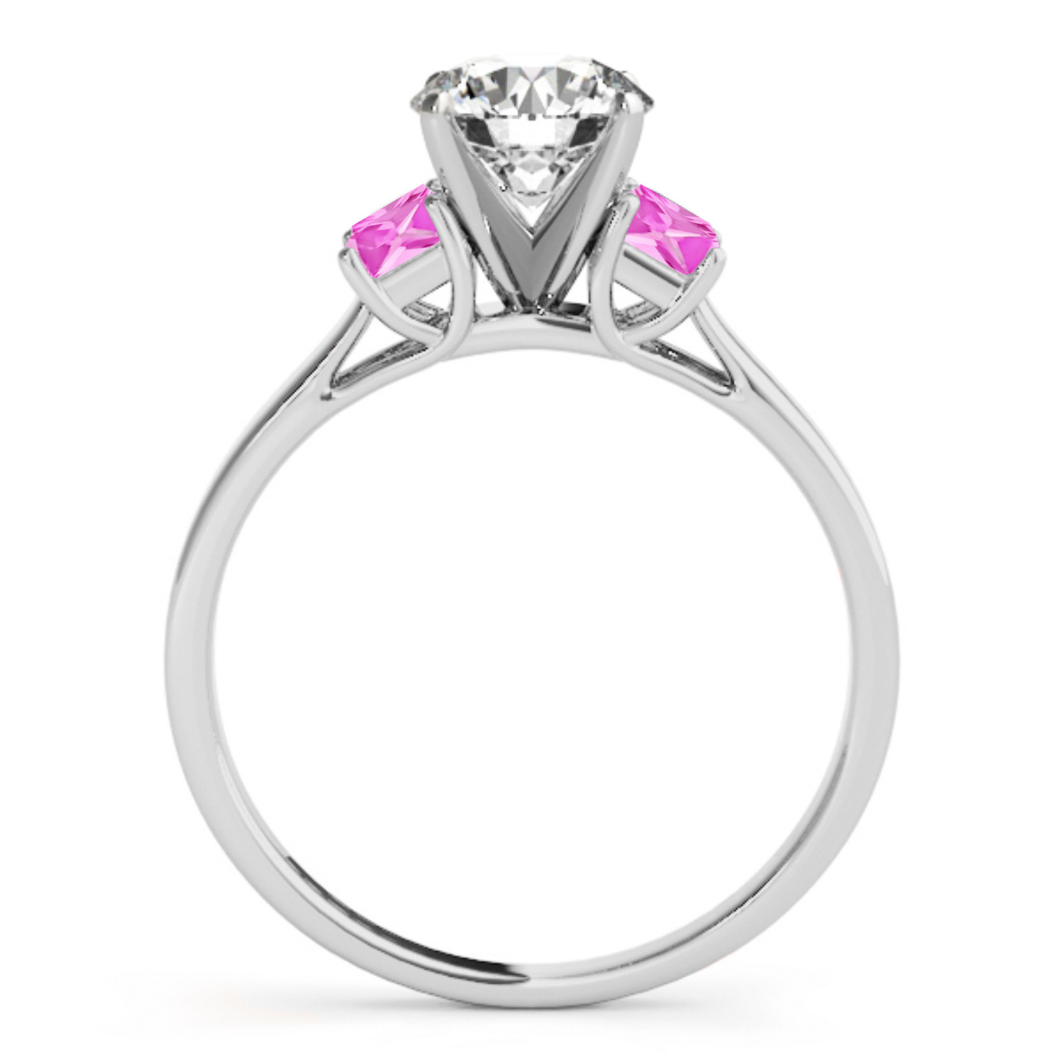 Trio Emerald Cut Pink Sapphire Engagement Ring Palladium (0.30ct)