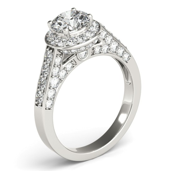 Round Diamond Halo Engagement Ring Platinum (1.15ct)