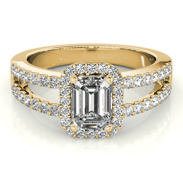 Emerald Cut Diamond Engagement Ring Split Shank 18k Yellow Gold 1.52ct