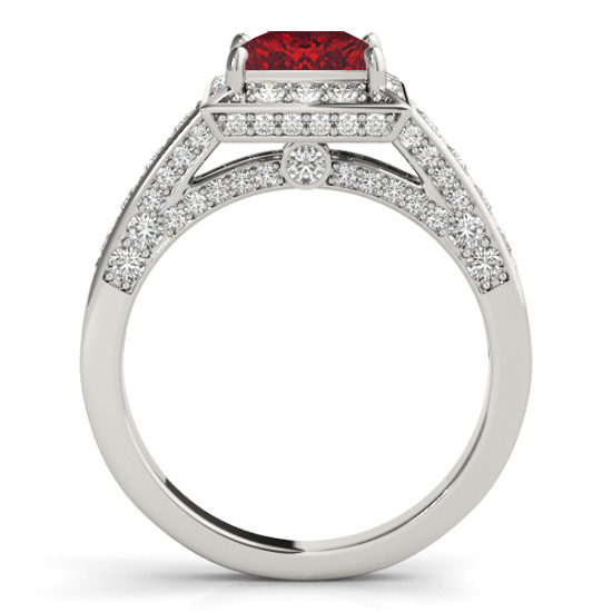 Princess Ruby & Diamond Engagement Ring Palladium (2.20ct)