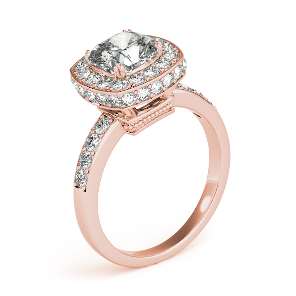 Cushion Cut Halo Diamond Engagement Ring 14k Rose Gold (1.34ct)