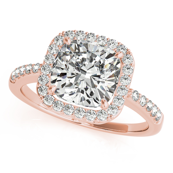Cushion Cut Square Shape Diamond Halo Bridal Set 18k Rose Gold (2.17ct)