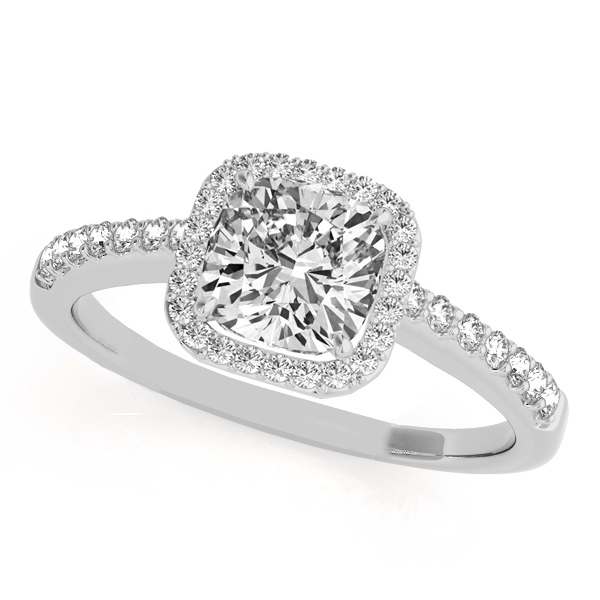 Cushion Cut Square Shape Diamond Halo Bridal Set Palladium (0.67ct)