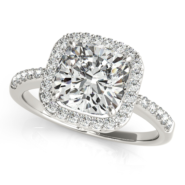 Cushion Cut Square Shape Diamond Halo Bridal Set Palladium (1.67ct)