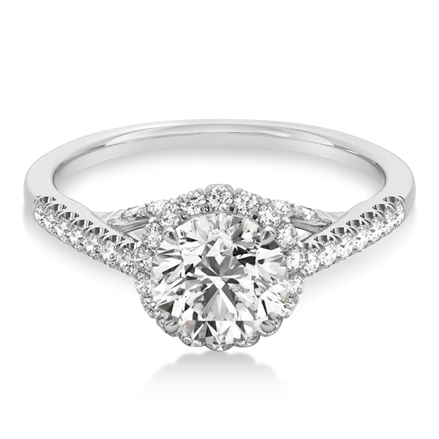 Lab Grown Diamond Hidden Halo Engagement Ring 14k White Gold (0.38ct)